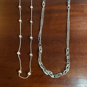 Daisy Fuentes Necklace Lot of 2 Silver tone Chain Casual Costume Jewelry